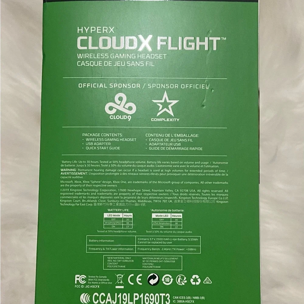 HyperX CloudX flight wireless gaming headset.